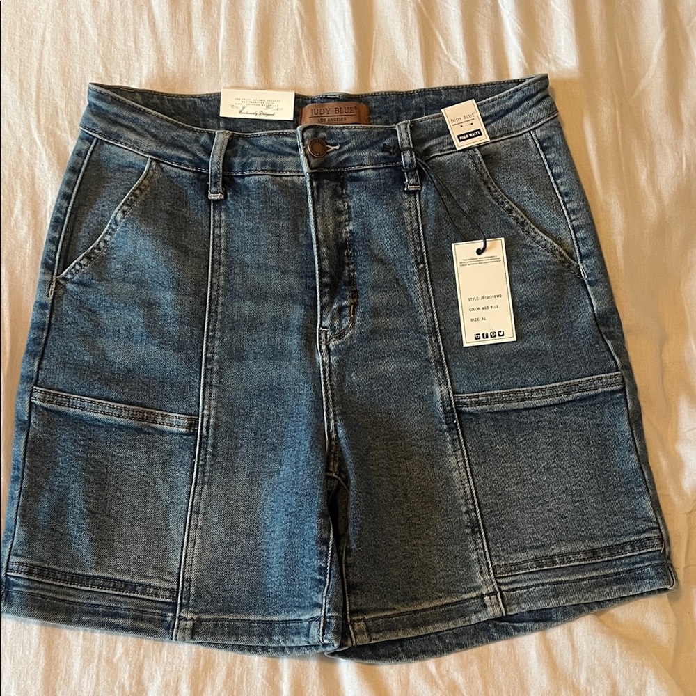 Judy Blue Get It Done Utility Denim Shorts - XL